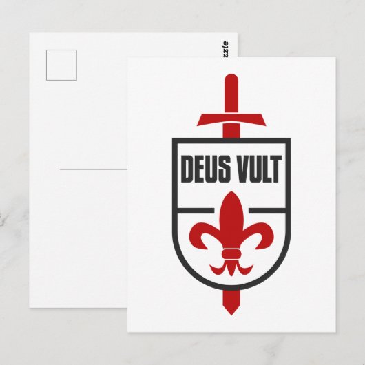 Tempeliers Kruisvaarder DEUS VULT God wil het Briefkaart (Voorkant / Achterkant)