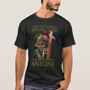 Tempeliers Zij die knielt voor God kruisvaarder T-shirt
