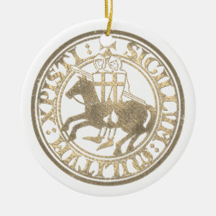 Tempelierszegel Twee Ridders Paard Medaillon Keramisch Ornament
