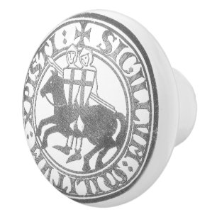 Tempelierszegel Twee Ridders Paard Medaillon Keramische Knop