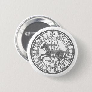 Tempelierszegel Twee Ridders Paard Medaillon Ronde Button 5,7 Cm