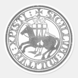 Tempelierszegel Twee Ridders Paard Medaillon Ronde Sticker
