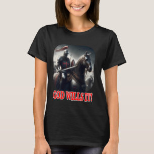 Tempelridder God Wil Het op Paard Kruisvaarder in T-shirt