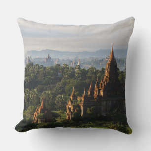 Tempels bij zonsopgang, Bagan, Myanmar Kussen