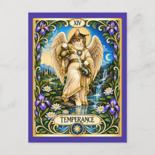 Temperance Kat Tarot - Harmonie en Evenwicht Briefkaart