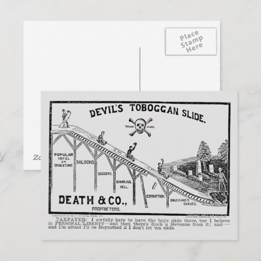 Temperance Movement, 1887 Briefkaart (Voorkant / Achterkant)