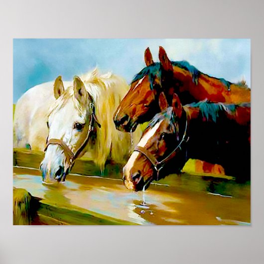 Temperance Society Horses van Arthur Wardle Poster (Voorkant)