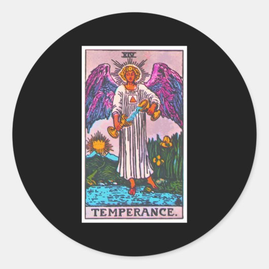 Temperance Tarot Kaart Psychisch Occult Metafysisc Ronde Sticker (Voorkant)