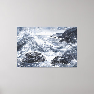 Tempest aan de kust van Wales Canvas Afdruk