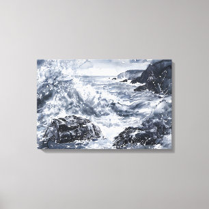 Tempest aan de kust van Wales Canvas Afdruk
