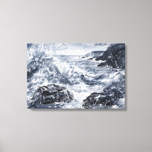 Tempest aan de kust van Wales Canvas Afdruk (Voorkant)