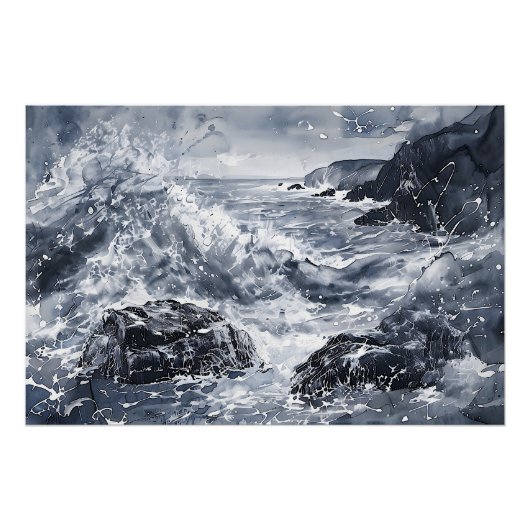 Tempest aan de kust van Wales Perfect Poster (Voorkant)