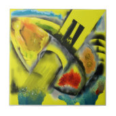 Tempest - Digitaal Abstract met gele achtergrond Tegeltje (Voorkant)