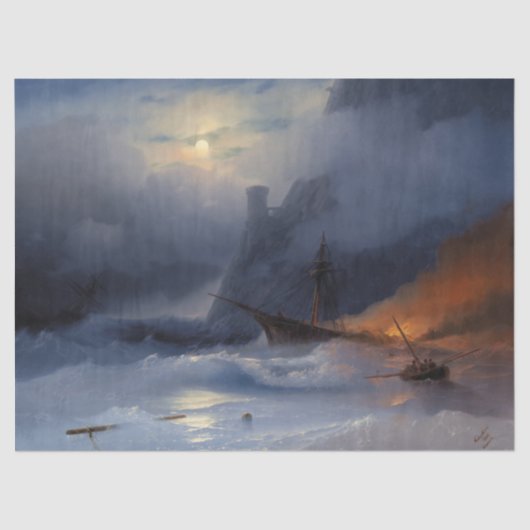 Tempest door Ivan Aivazovsky Tissuepapier (Voorkant)