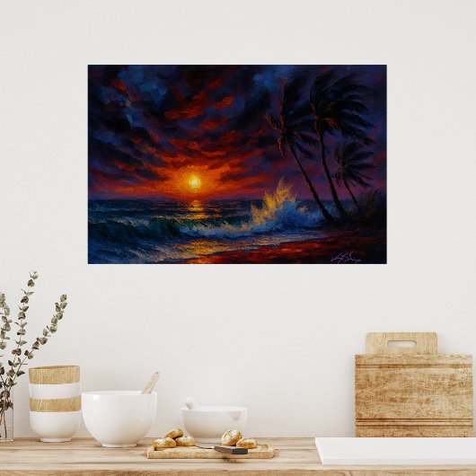 Tempest Ember Seascape Poster (Keuken)