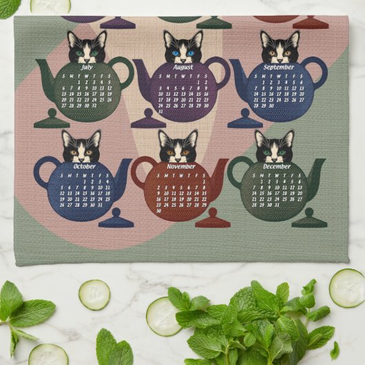 Tempest in een theepot Kitten Cat Schattige 2025 K Theedoek (Gevouwen)