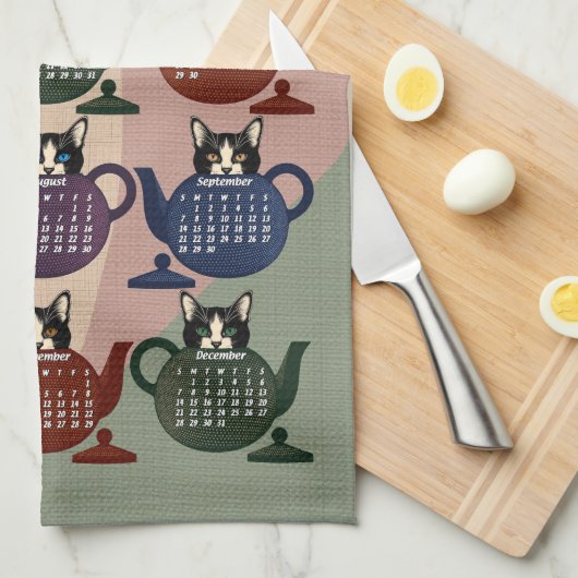 Tempest in een theepot Kitten Cat Schattige 2025 K Theedoek (Quarter Fold)