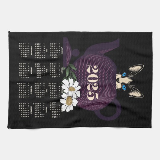 Tempest in een theepot Kitten Cat Schattige 2025 K Theedoek (Horizontaal)