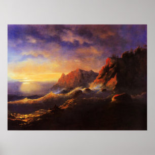 Tempest, Sunset, fijne kunst van Ivan Aivazovsky Poster