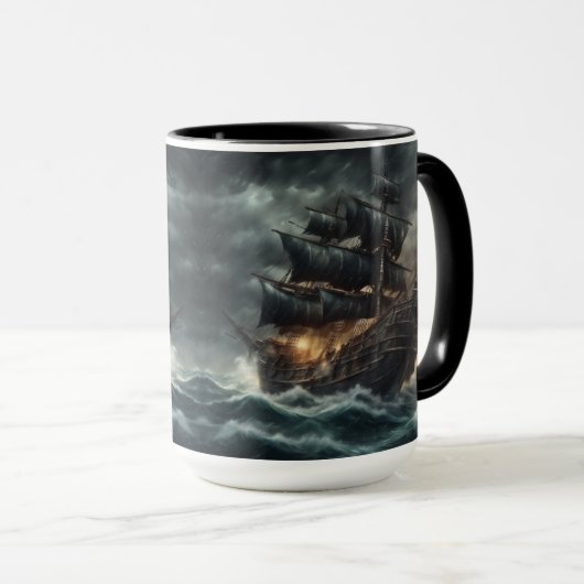 Tempest van de Zwarte Zeeen: Dark Pirate Ship Mok (Voorkant rechts)