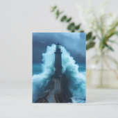 Tempestuous Guardian - vuurtoren in stormachtig Ze Briefkaart (Staand voorkant)