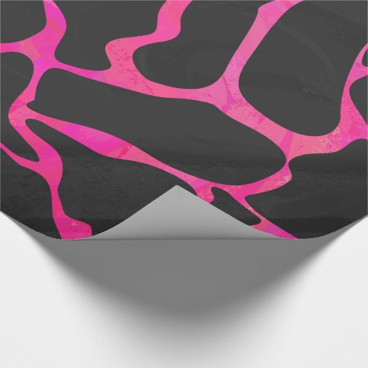 TempGiraffe Hot Pink en Black Print Cadeaupapier (Hoek)