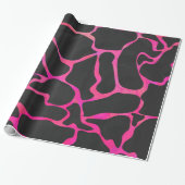 TempGiraffe Hot Pink en Black Print Cadeaupapier (Uitgerold)