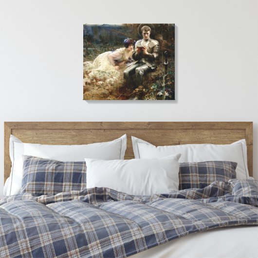 Temping van Sir Percival (Medieval Knight) Canvas Afdruk (Insitu (Slaapkamer))