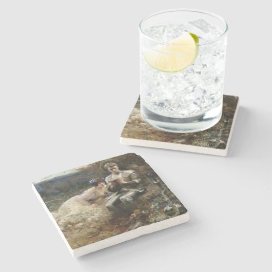 Temping van Sir Percival (Medieval Knight) Stenen Onderzetter (Zijkant)