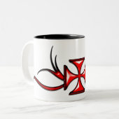 Templar Cross-Mok Tweekleurige Koffiemok (Voorkant links)