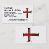 Templar Cross-Visitekaartje Visitekaartje (Voorkant / Achterkant)