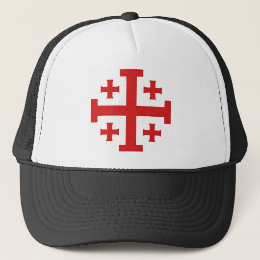 Templar Crusader Jerusalem Cross Trucker Hat Pet (Voorkant)