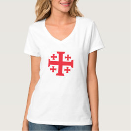 Templar Jeruzalem Kruis V-Neck T-shirt voor vrouwe