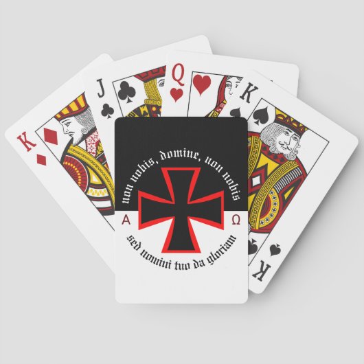Templar Knight Alpha-Omega Non Nobis Domine Pokerkaarten (Achterkant)