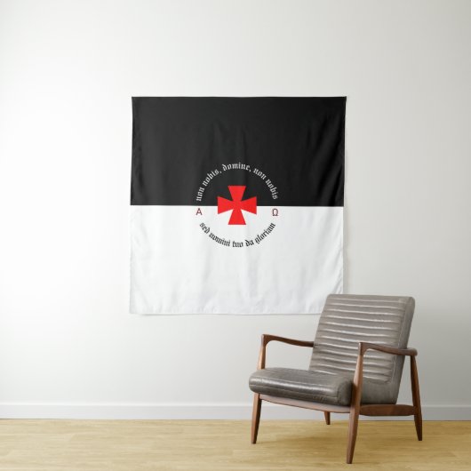 Templar Knight Alpha-Omega Non Nobis Domine Wandkleed (In situ)