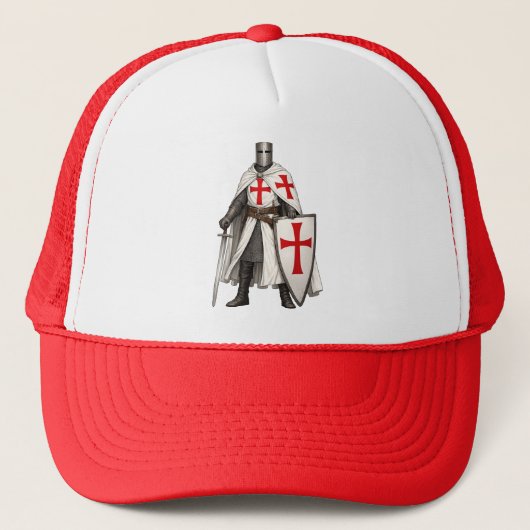 Templar Knight Crusader Trucker Hat Trucker Pet (Voorkant)
