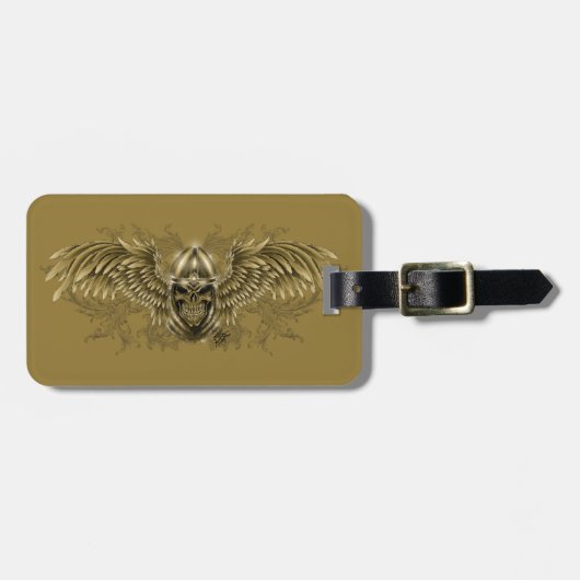 Templar Knight Gothic Medieval Skull met Wings Bagagelabel (Voorkant horizontaal)