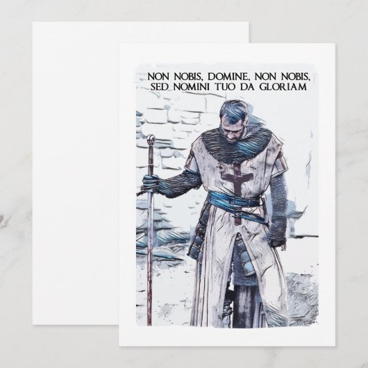 Templar Knight motto abstract portret Feestdagenkaart (Voorkant / Achterkant)