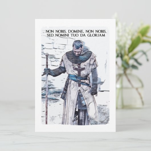 Templar Knight motto abstract portret Feestdagenkaart (Staand voorkant)