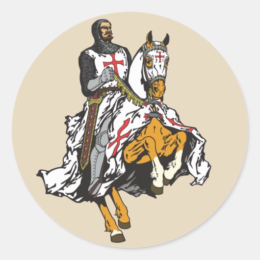 Templar knight ronde sticker (Voorkant)