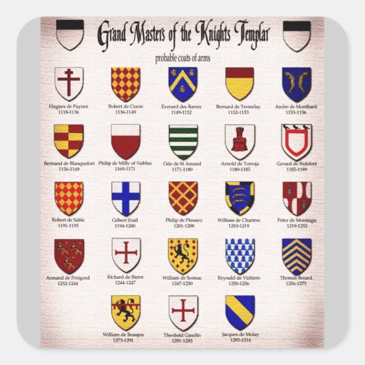 Templar Master Heraldry Vierkante Sticker (Voorkant)
