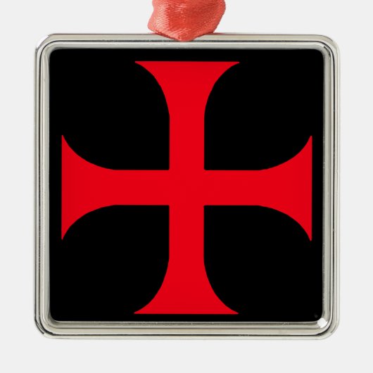 Templar-rood kruis metalen ornament (Voorkant)