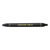 Template Elegant Black Simple Custom Gold Name Zwarte Inkt Pen (Voorkant)