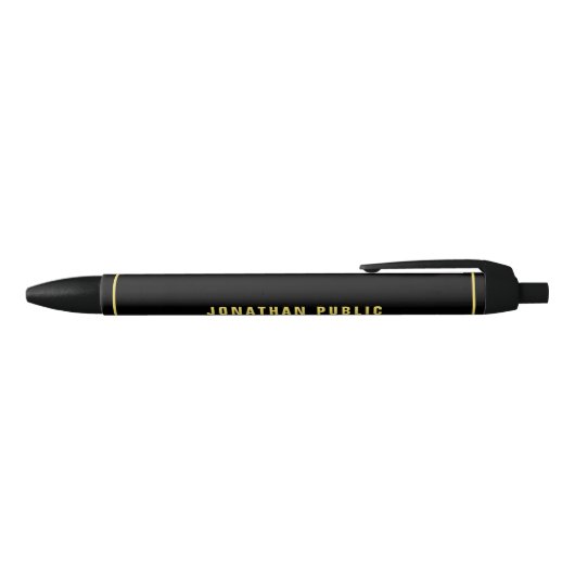 Template Elegant Black Simple Custom Gold Name Zwarte Inkt Pen (Bovenkant)