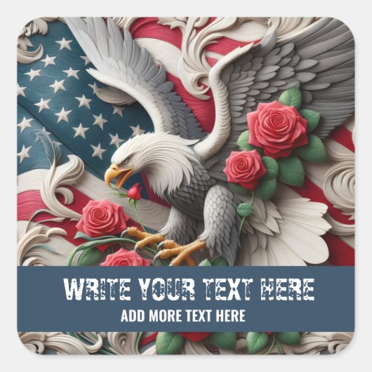 Template for Patriotic American Flag Eagle Sticker (Voorkant)