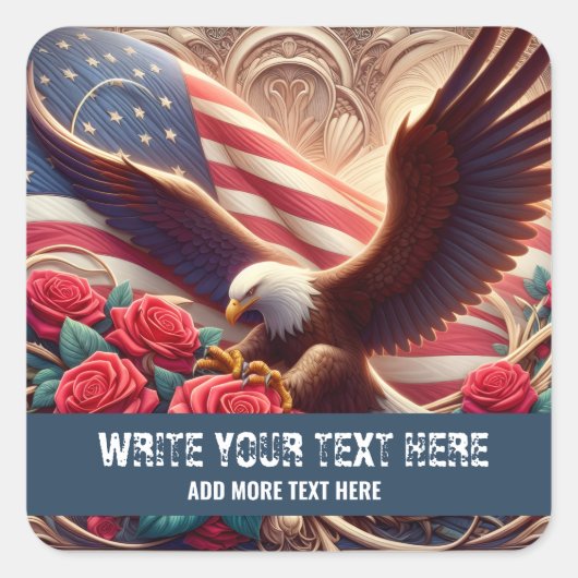 Template for Patriotic American Flag Eagle Sticker (Voorkant)