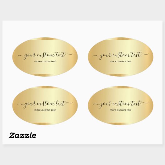 Template Gold Calligraphy Script Your Custom Text Ovale Sticker (Vel)