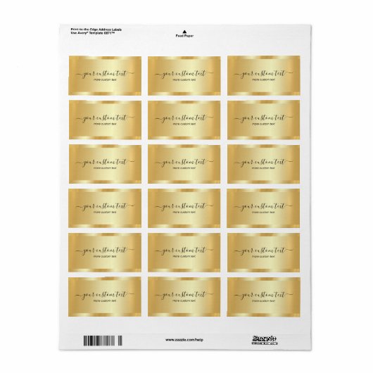 Template Gold Your Custom Text Hand Script Address Etiket (Full Sheet)