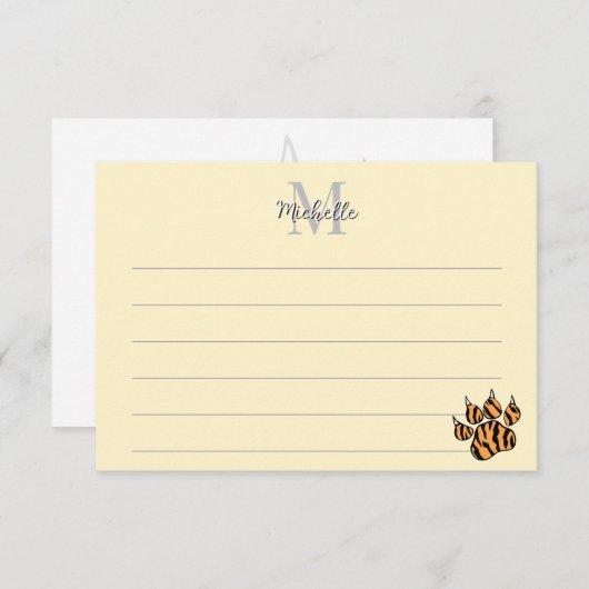 Template Lined Monogram Custom Notitiekaartje (Voorkant / Achterkant)