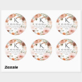 TEMPLATE Monogram Retouradres Floral Blush Ronde Sticker (Vel)